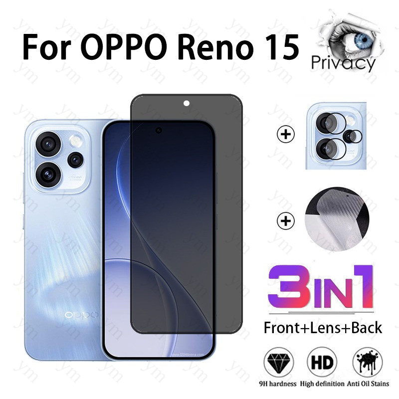 3 in 1 ฟิล์ม ฟิล์มกระจก OPPO A6s 5G อัพเกรดใหม่ Anti-peeping กระจกนิรภัยป้องกันหน้าจอ Anti-Spy ความเป็นส่วนตัวสําหรับ OPPO Reno 15 14 15F 14F A6t A6x A6s Pro 4G 5G เลนส์กล้องฟิล์มคาร์บอนไฟเบอร์