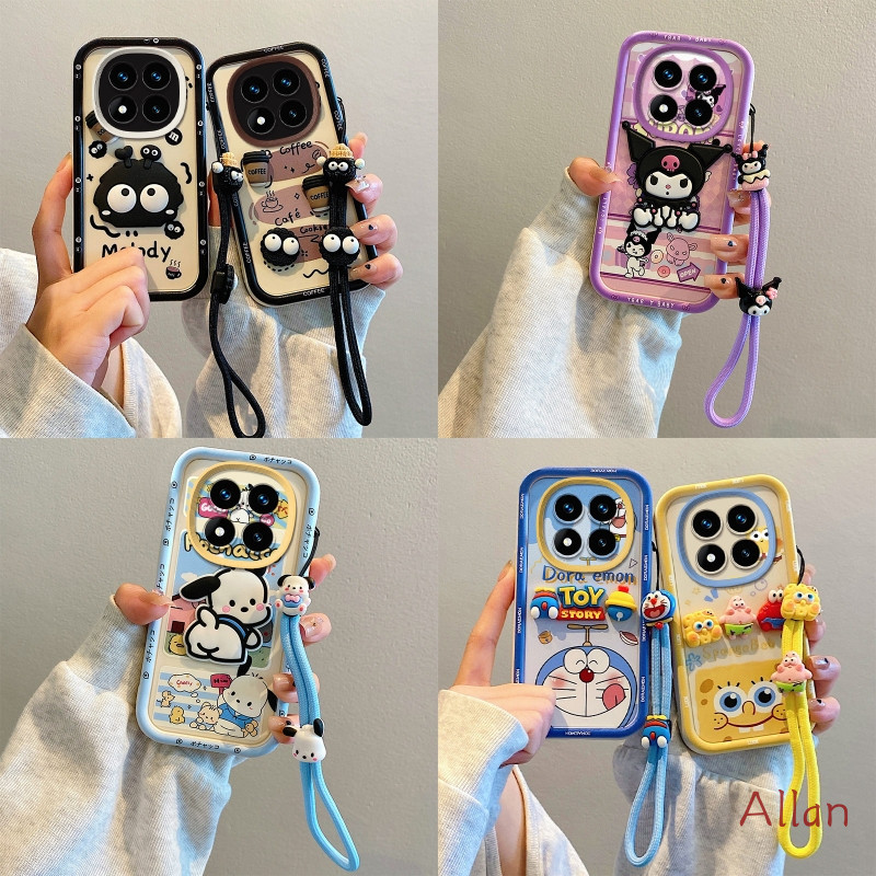 เคส redmi note 14 pro + 5G กรณี TPU 2026 ใหม่ Kawaii ซิลิโคนนุ่มคลุมทั้งหมดกันกระแทก, Lanyard Anti-Loss เคสโทรศัพท์ BSJGS