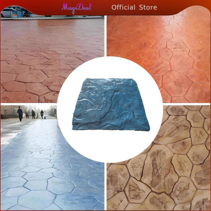 MagiDeal Blue PU แผ่นแสตมป์คอนกรีตตกแต่งหินแม่พิมพ์สําหรับพิมพ์เส้นทางซีเมนต์และรูปแบบสําหรับปูแผ่น