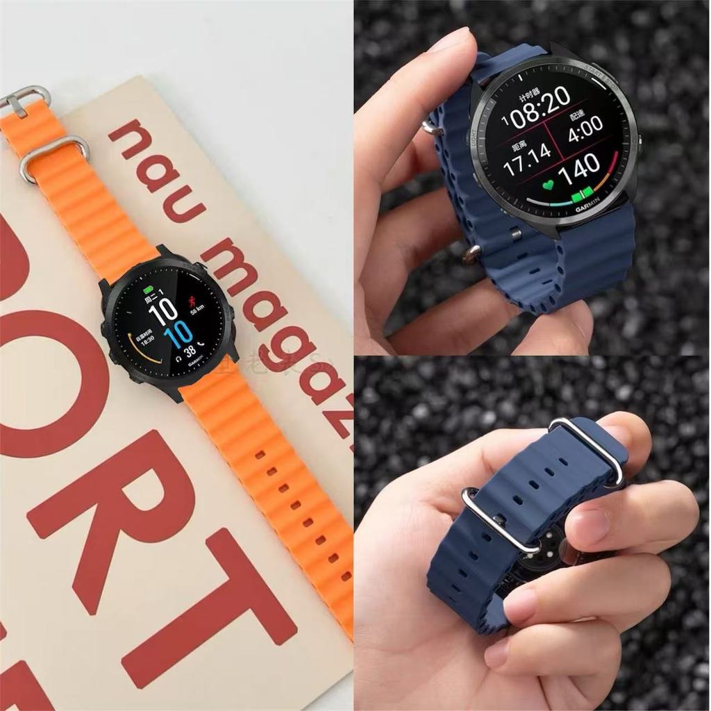 สายนาฬิกาชิลิโคนgarmin venu2 45mm venu3 45mm venu4 45mm forerunner265 255 570 47mmสายนาฬิกา22mm