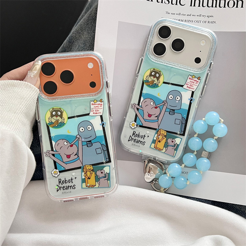 สําหรับiPhone 17 15 13 14 16 pro MaxกรณีInsน่ารักการ์ตูนตลกหุ่นยนต์ลูกสุนัขสร้อยข้อมือ17Promax iPhon