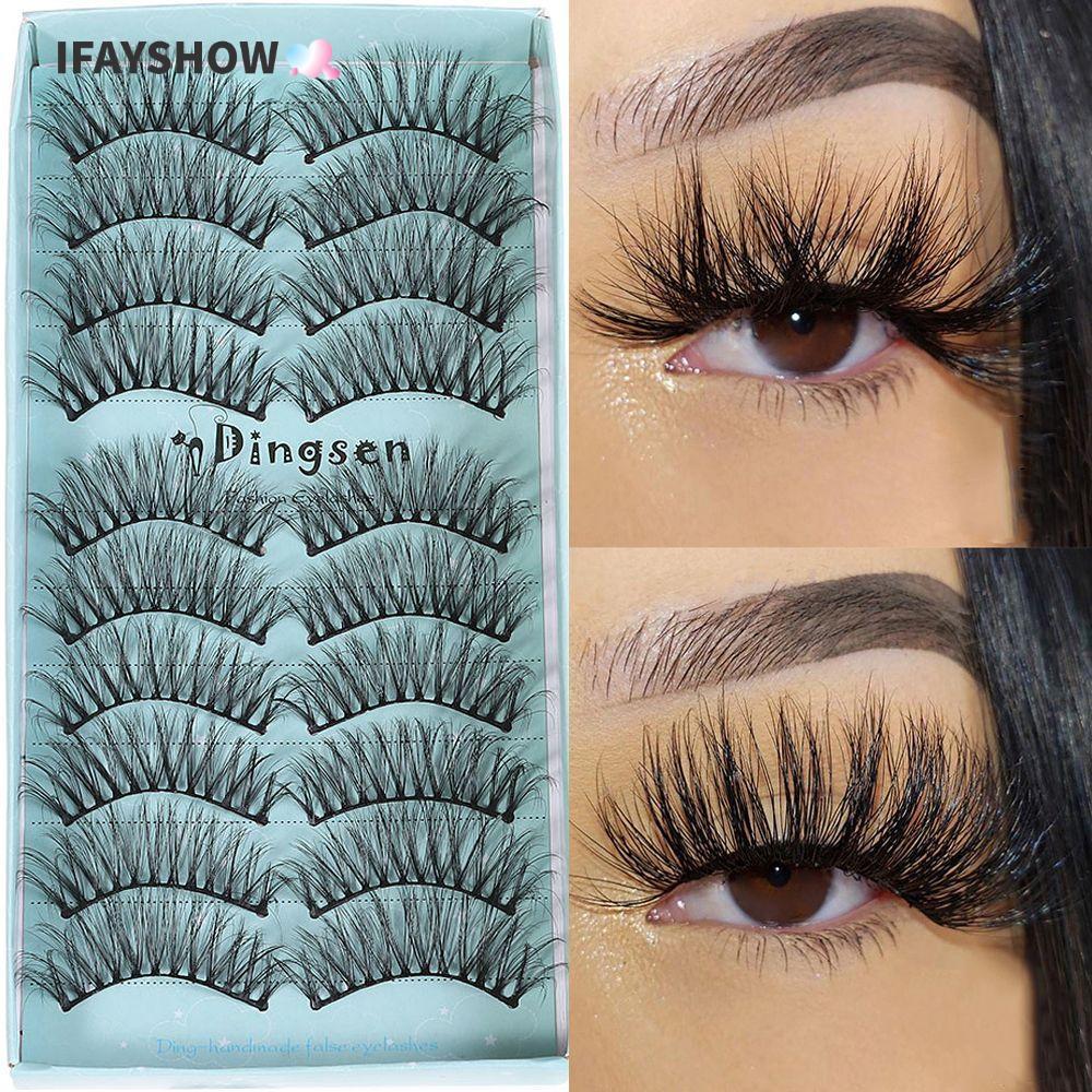 IFAYSHOW ขนตาปลอม Cruelty-free Ultra-wispies Super Soft Pure Hanmdade Faux Mink Hair