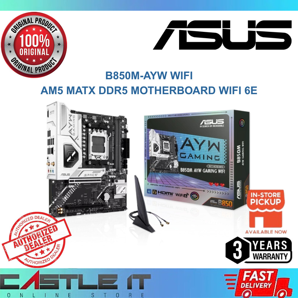 ASUS B850M-AYW WIFI AM5 mATX DDR5 เมนบอร์ด WIFI 6E