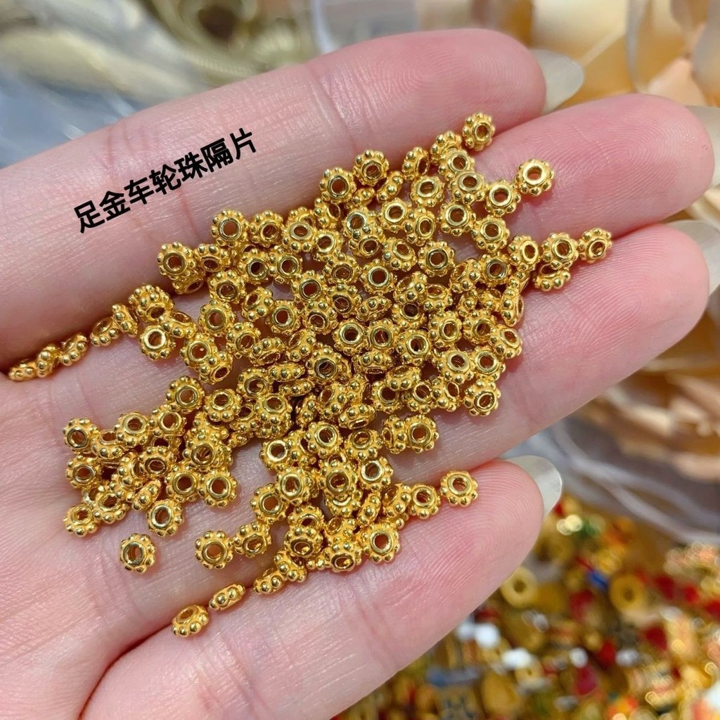 สร้อยข้อมือลูกปัด DIY ทองบรอนซ์แท้ 999 กับเกลียวและสเปซเชอร์ สำหรับทำเครื่องประดับ