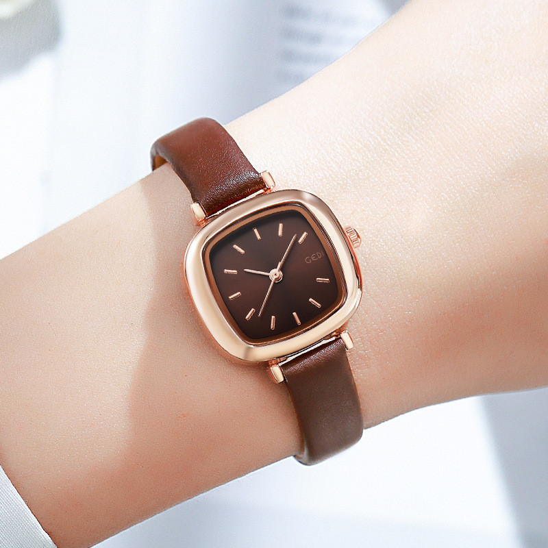 Gedi Vintage Exquisite Small Square Women's Watch, Compact Student Watch, Casual Waterproof Ladies' 
