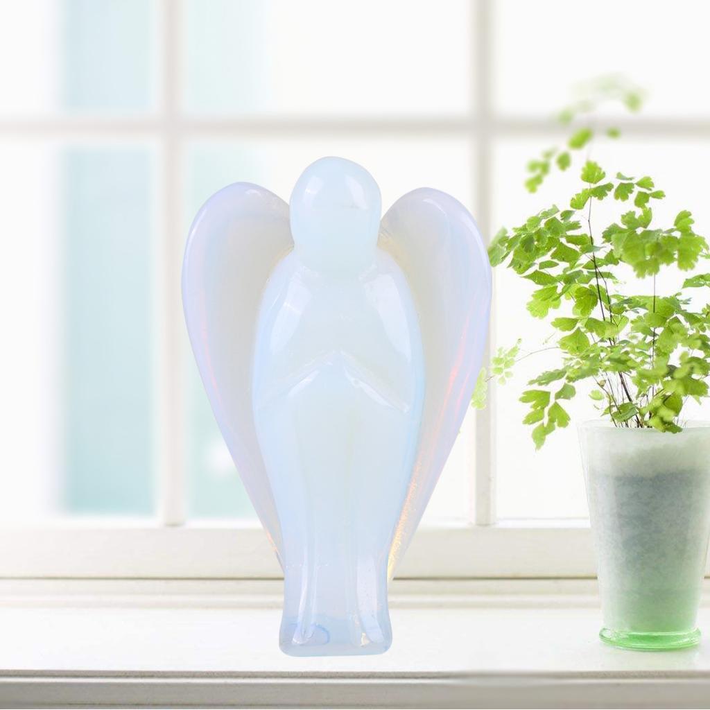 Piaoliangmm Huairdum Opalite Angel Crystal 1.5 นิ้วที่สวยงามโอปอลธรรมชาติรูปร่าง Healing Stone