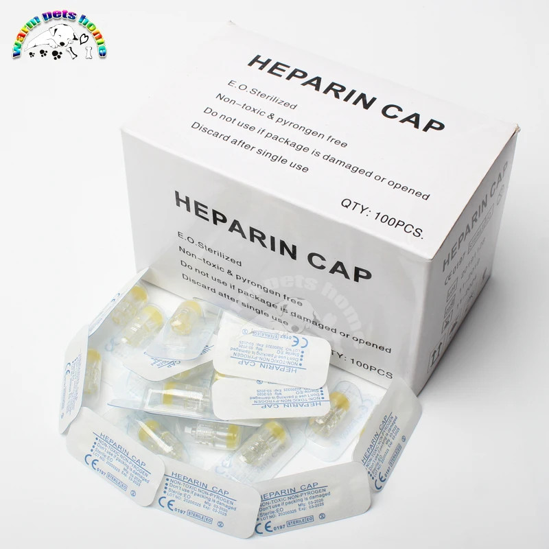 100pcs ทิ้ง Heparin หมวก IV Cannula Catheter Heparin หมวกสําหรับสัตว์สุนัขแมว Veterinary วัสดุสิ้นเป