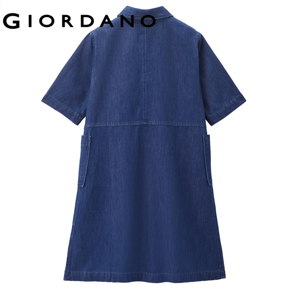 GIORDANO WOMEN Cooling half placket denim dress 13466276 ราคา ถูกที่สุด ดีลบีเคเค แกลเลอรีภาพที่ 3