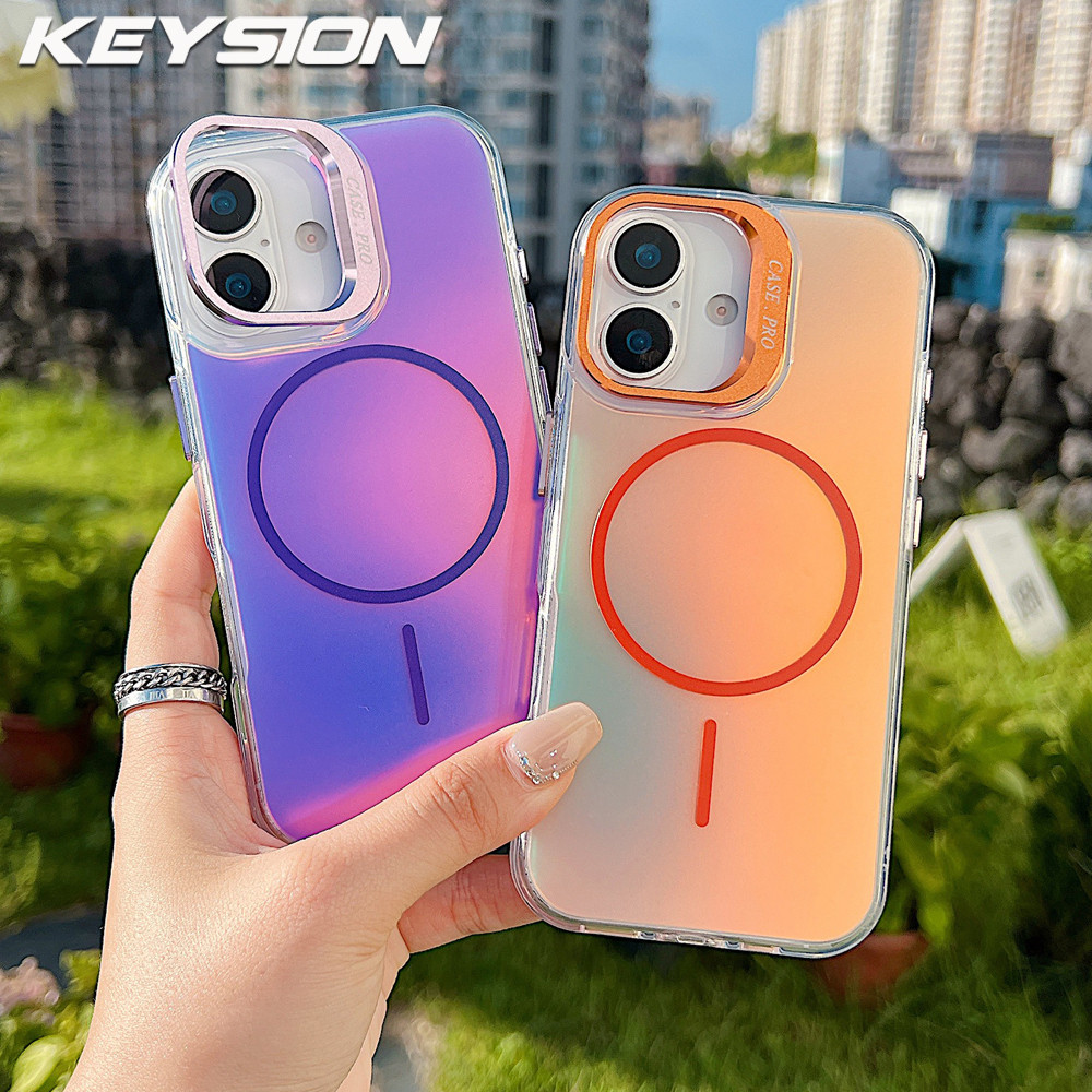 KEYSION สีสันไล่ระดับสีแม่เหล็กเลนส์สําหรับ iPhone 17 Air TPU + PC กันกระแทกปกหลังสําหรับ iPhone Air