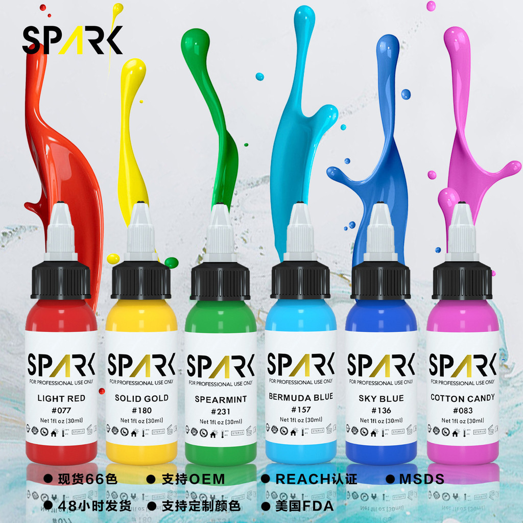 SPARK Tattoo Pigment Tattoo หมึกสักสี Tattoo Pigment 66 สีน้ํา - Based Pigment [FXs]