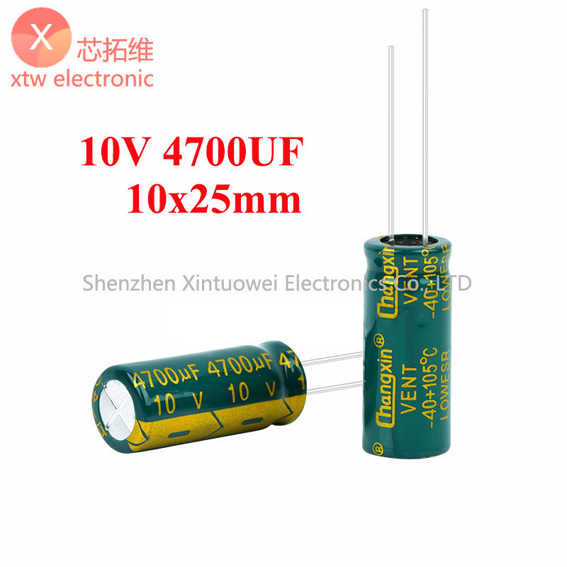 (10 ชิ้น) ตัวเก็บประจุไฟฟ้า 10V 4700UF สูงความถี่ความต้านทานต่ํา Long Life Capacitor 4700UF10V 10x25