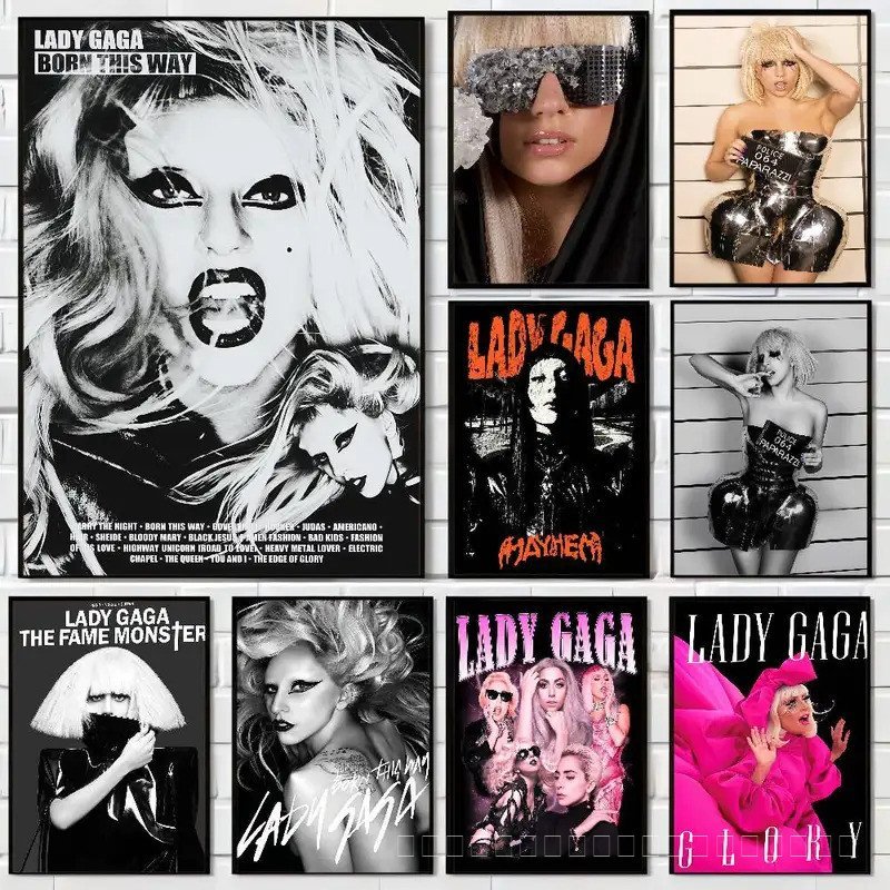 นักร้อง L-Lady Gaga Mayhem Whitepaper โปสเตอร์สติกเกอร์กระดาษกันน้ํา Coffee House Bar ความงาม Art ภาพวาดผนัง