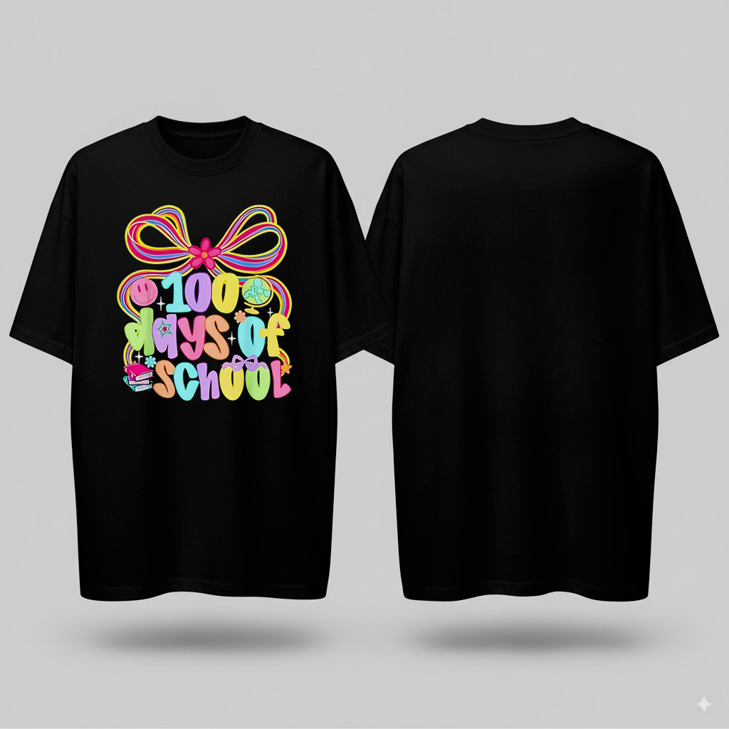 100Th Day of School 100 Days Teacher Coquette Bow T-Shirt