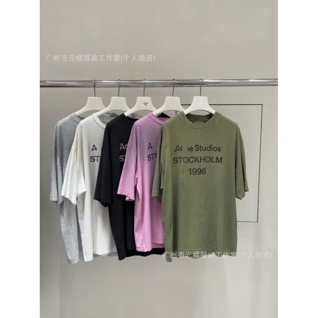 CSUS Acn***ios 26ss Spring and Summer Gradient spray-painted distressed logo short-sleeve shirt T Un