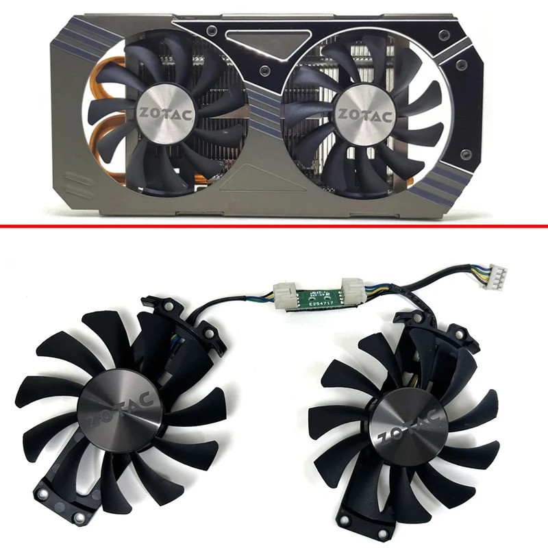 สี่รูตําแหน่งพัดลมระบายความร้อน 75 มม.4PIN GA81S2U ForFour สกรูตําแหน่งรู ZOTAC GTX950 960 GTX970 10
