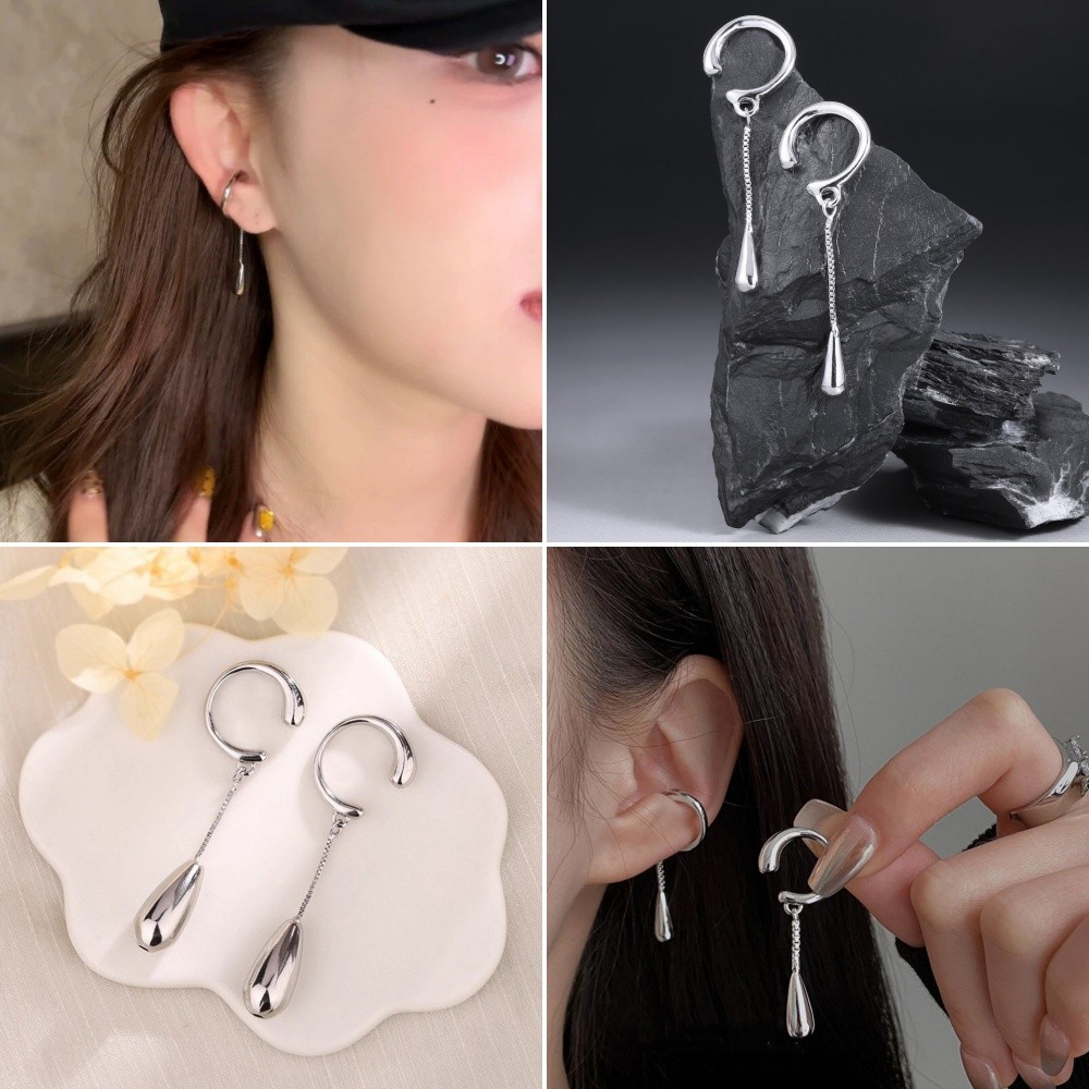 Water Drop Ear Cuff ไม่มีต่างหูเจาะบุคลิกภาพแฟชั่นยุโรปอเมริกัน Ins Niche ออกแบบคลิปหู