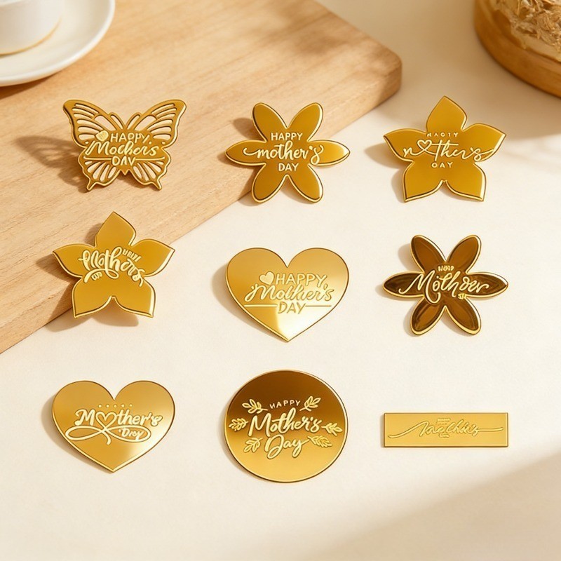 Mothers Day Marked Acrylic Cake Decor - Multi-Style "Happy Mothers Day" Themed Toppers