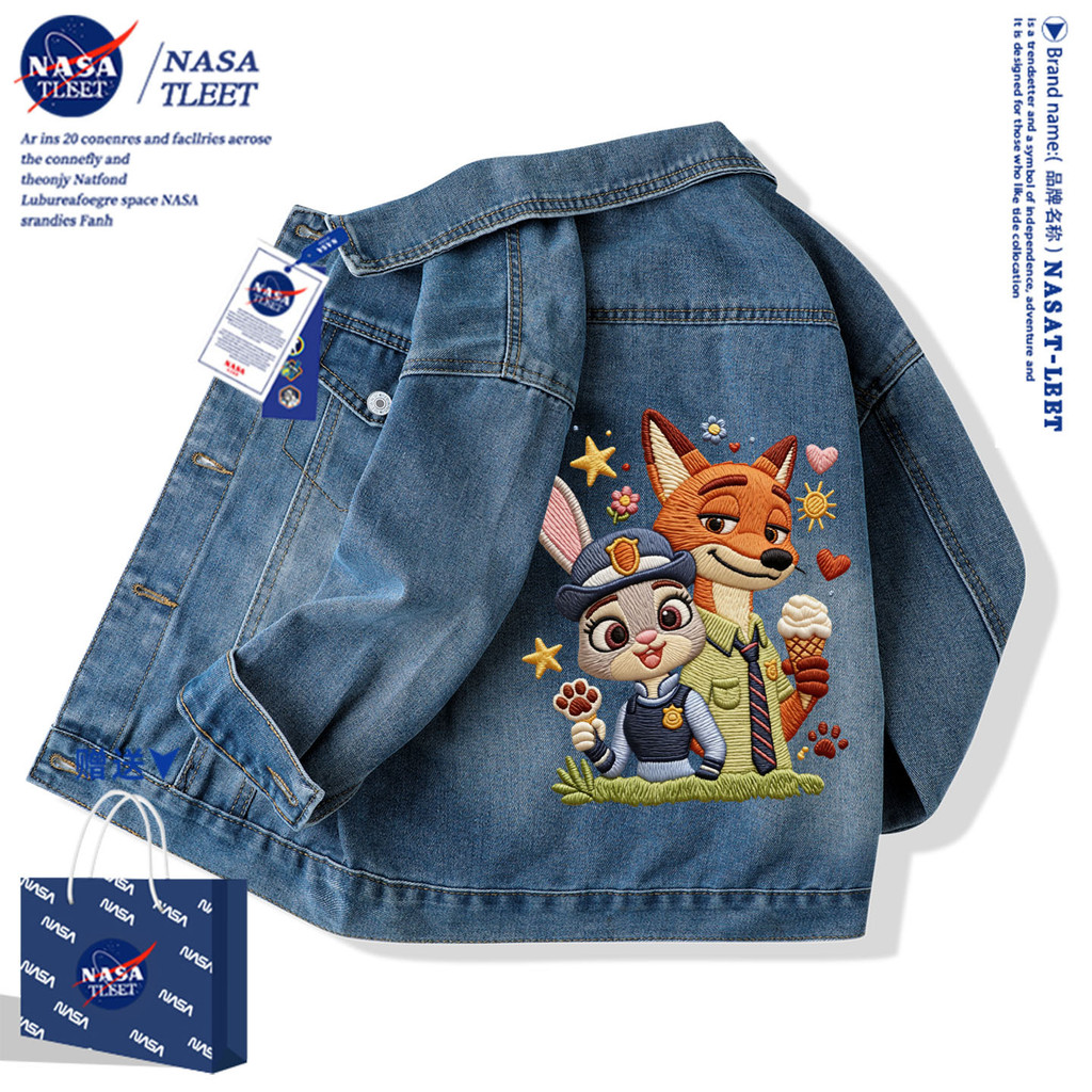 NASA Co-Branded Crazy Zoo 2 Jacket Judy Nick Denim Clothing Boys Girls 2026 New Casual Jacket