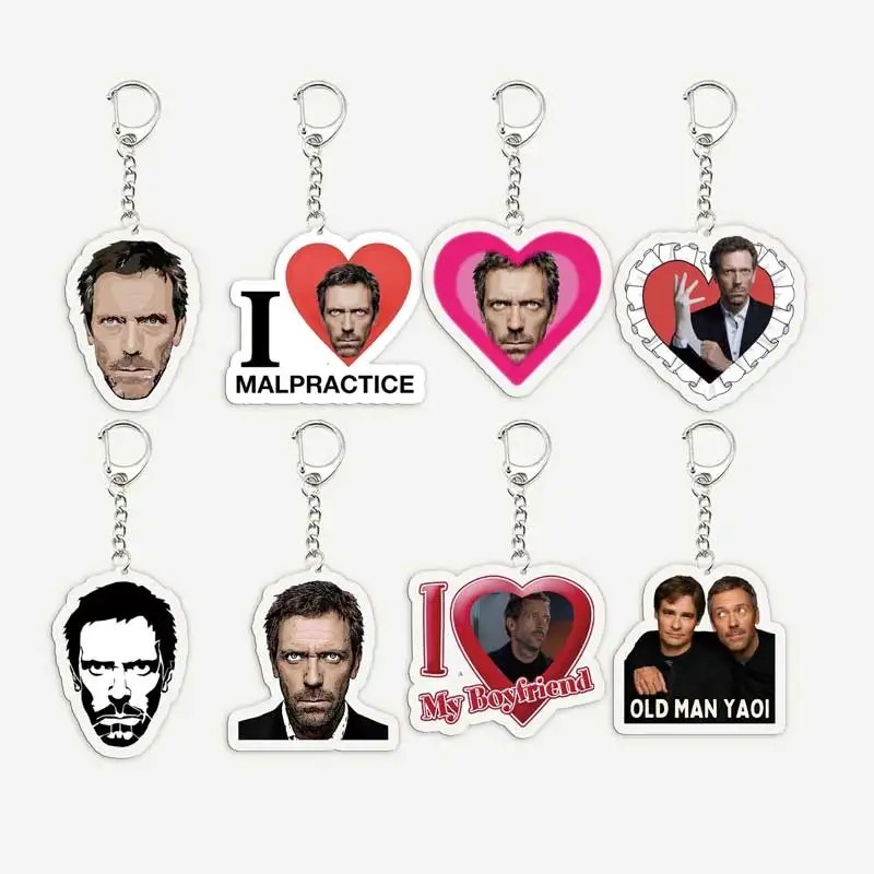 House MD Dr House พวงกุญแจ Gregory House โมเดลไมกาอะคริลิคสําหรับตกแต่งกระเป๋าเป้สะพายหลัง กระเป๋า ข