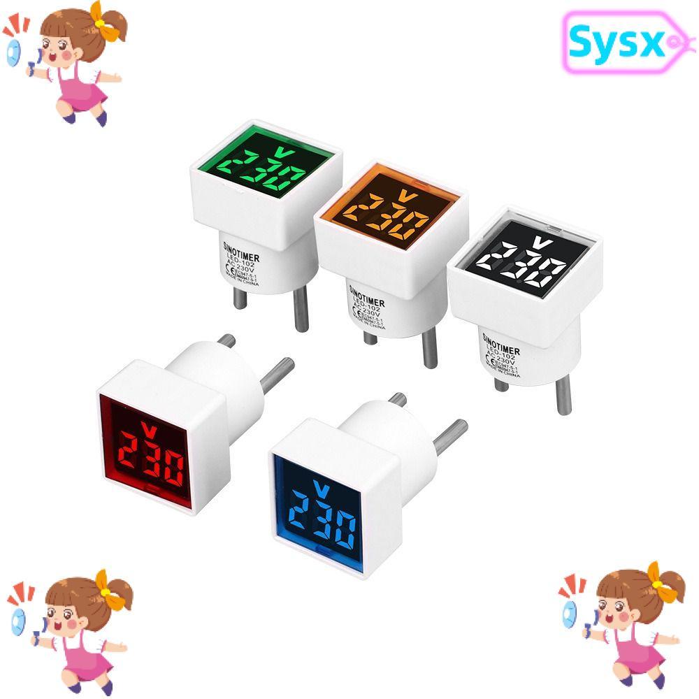 SYSX โวลต์มิเตอร์สี่เหลี่ยม, จอแสดงผล LED เครื่องวัดแรงดันไฟฟ้า, ปลั๊ก EU ดิจิตอล 220V/230V โวลต์มิเ