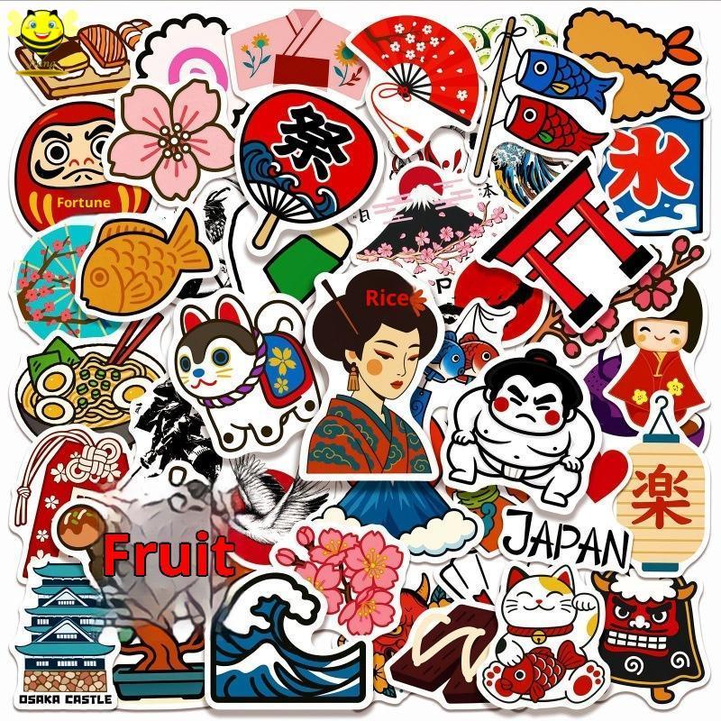 [Jiang] 50 ชิ้น/เซ็ตสไตล์ญี่ปุ่นวัฒนธรรมแบบดั้งเดิม Stiers ความงามสําหรับเด็กของเล่นแล็ปท็อปขวดน้ํากระเป๋าเดินทางกันน้ําไวนิล Decal TH