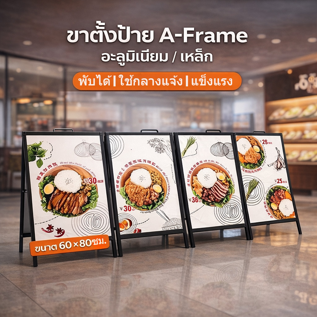 ขาตั้งป้ายโฆษณา พับเก็บได้ จำเป็นสำหรับการเปิดร้าน กันฝนและแสงแดดสำหรับใช้กลางแจ้ง ป้ายโฆษณา ขาตั้งป้าย