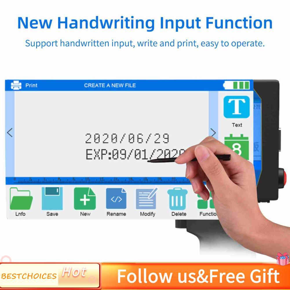 Bestchoices Bestchoices YDuupxe D10 เครื่องพิมพ์อิงค์เจ็ทมือถือ 16G แบบพกพาพร้อมหน้าจอสัมผัส LED 4.3