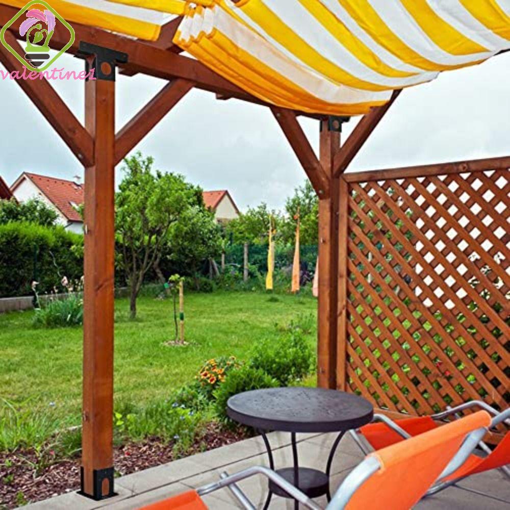 VALENTINE 2 ชิ้น Pergola วงเล็บ, ทนต่อการกัดกร่อน T-shaped Pergola มุมกรอบ, ฮาร์ดแวร์โลหะ 3-Way ปรับ