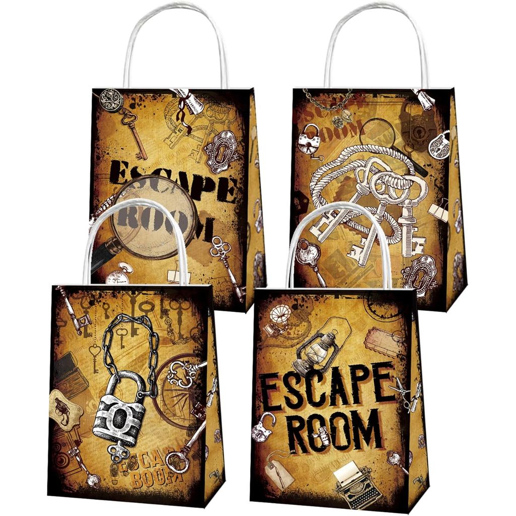 YYDLKAF 12 ชิ้น Escape Room Party กระเป๋าจับ, Escape Room Party ตกแต่ง Escape Room ของขวัญกระเป๋า Go