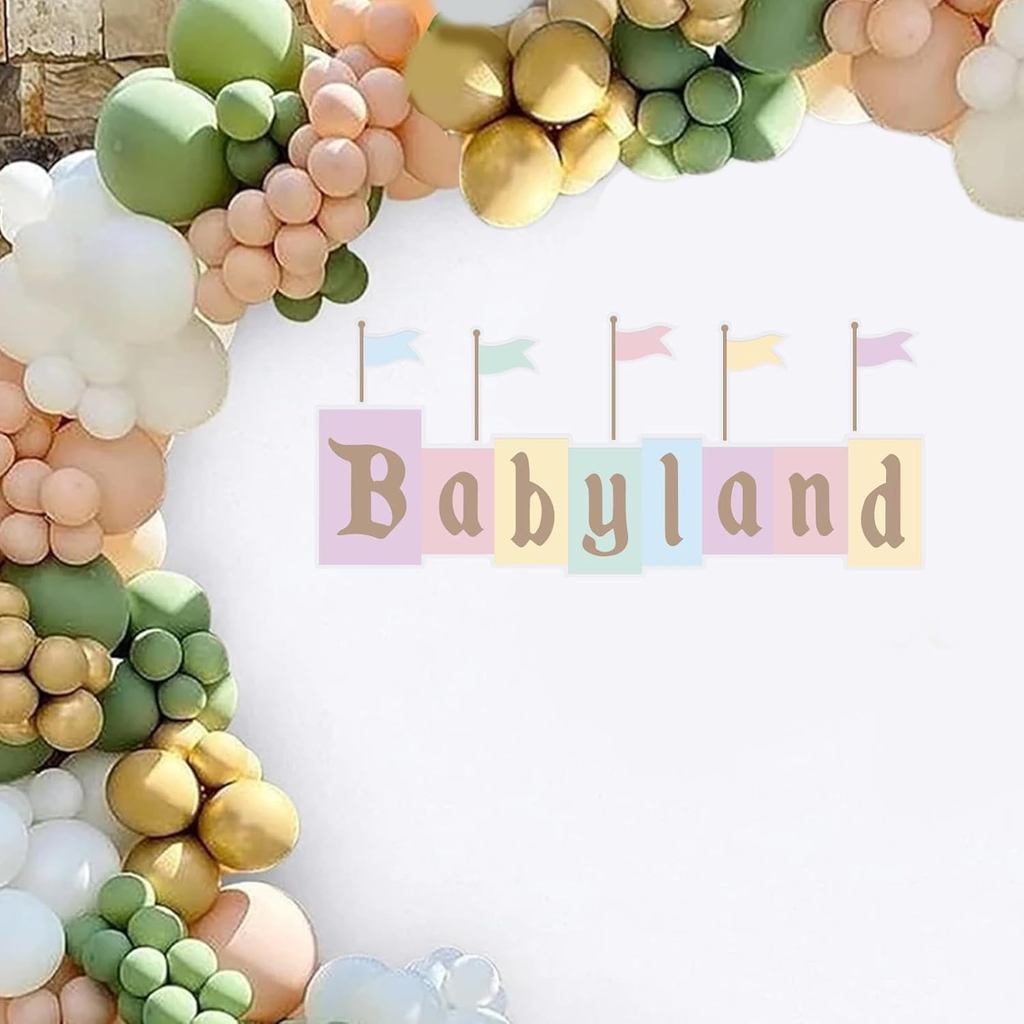 ป้ายรูปลอก Babyland สําหรับฉากหลังโค้ง, Princess Themed Baby Shower Party Decor, Castle Welcome Baby