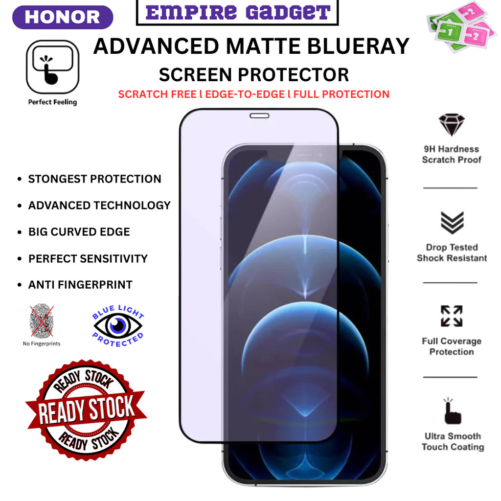 ขั้นสูง Matte Blueray HONOR X9D,400Lite,X7D,X8B,90Lite,400Smart,400,200Lite กระจกนิรภัยป้องกันหน้าจอ
