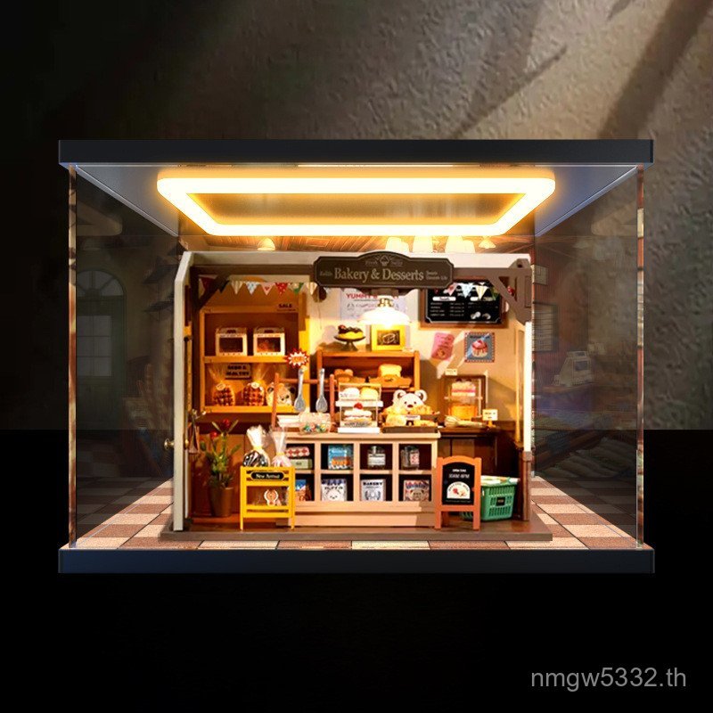 Handmade Bakery Hut Small House Model Back Light Becca Acrylic Storage Box If Shape เหมาะสําหรับ diy