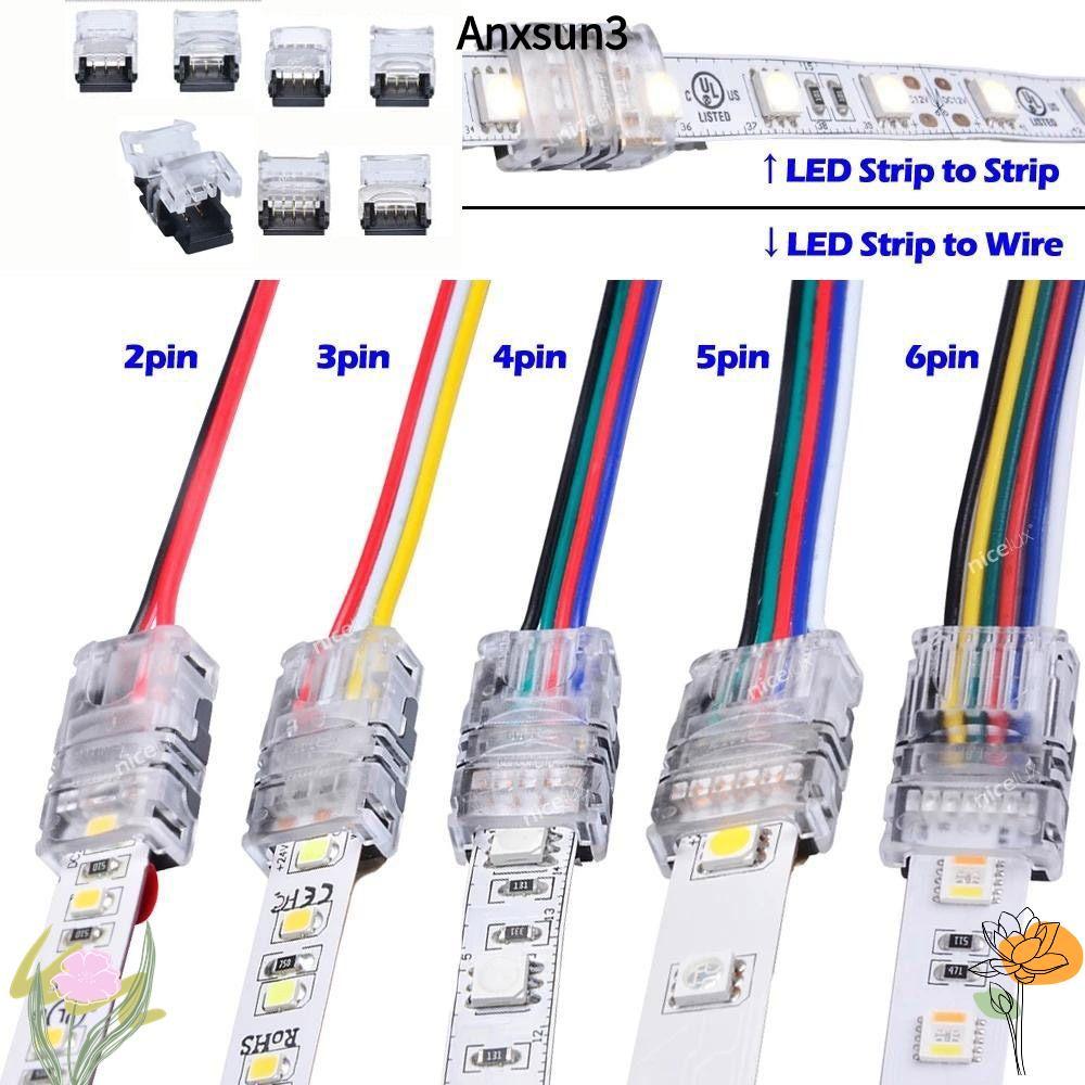 ANXSUN3 LED Strip Connector 4pin 5pin 6pin เทอร์มินัลไฟฟ้า Splice การเชื่อมต่อสายไฟ