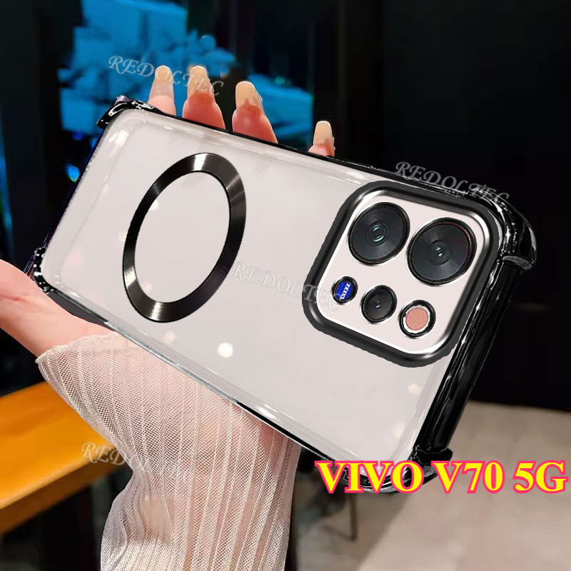 วิฟ VIVO V70 5G เคสใหม่แม่เหล็กกันกระแทกโปร่งใสด้วยแหวนแม่เหล็ก 2025 ดีไซน์ใหม่ปลอกใส วิฟ70 บางพิเศษฝาครอบโทรศัพท์นุ่ม