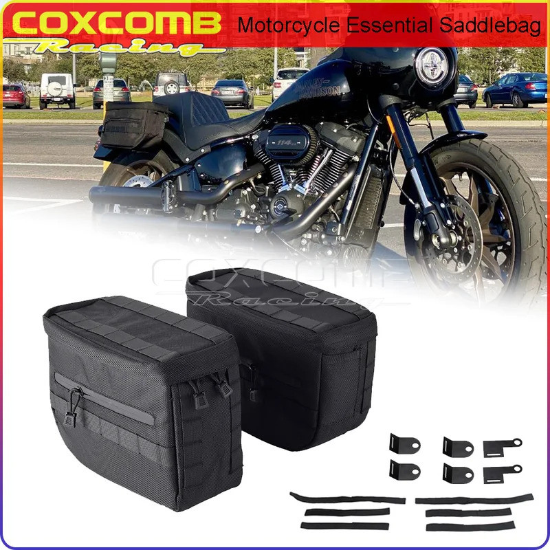 CO Motorcycle Saddlebag Luggage Tail Side Black Luggage Saddle Bags For Harley Softail Sportster Dyn
