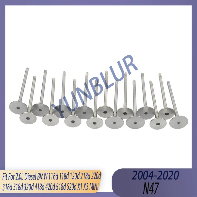 16PCS ชุดวาล์วไอดีและไอเสีย Fit 2.0 L ดีเซล N47 04-20 สําหรับ BMW 118d 120d 218d 220d 316d 318d 320d