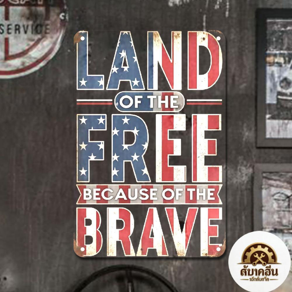 [Elizabeth1.th] Land of The Free Vintage ป้ายดีบุกตกแต่งป้ายดีบุก Art Plaque โปสเตอร์สําหรับ Bar Caf