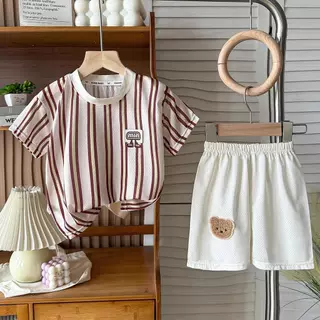 Dolemi Baby ชุดเซตเด็กชาย เสื้อ+กางเกง คอกลม เสื้อกีฬา ผ้าแจ็คการ์ด ยืดหยุ่น ผ้าลื่น มัน เบาใส่สบาย