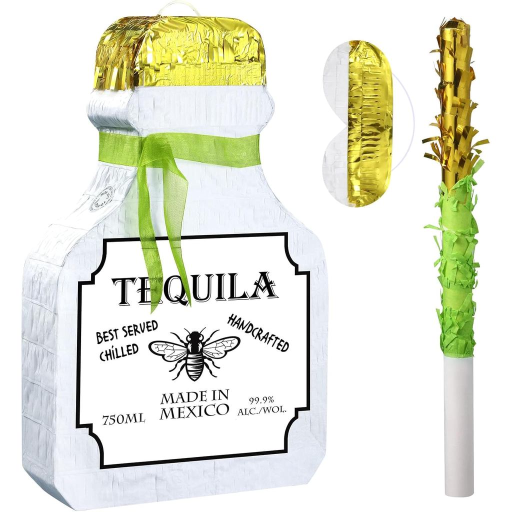 Panelee ผู้ใหญ่ Piñata ติดพู่ Blindfold Confetti แก้วเบียร์ Piñata แชมเปญ Whisky Tequila ขวดชุดสําหร