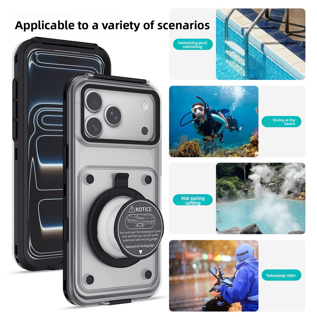สไตล์ใหม่ Self-Inspection เคสโทรศัพท์กันน้ําหน้าจอสัมผัสว่ายน้ําดําน้ําเคสกันน้ํา 17pm เคสกันน้ําแบบรวมทุกอย่าง Apple 16pm – โปรปัง
