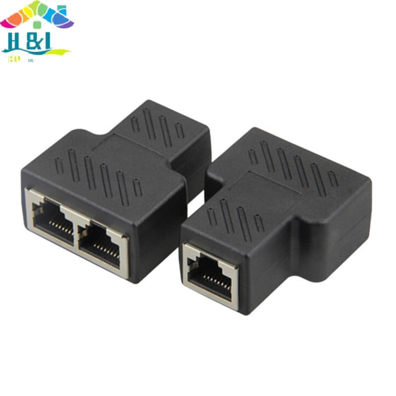 H&L 1 ถึง 2 LAN ethernet Network Cable RJ45 Splitter Plug Adapter Connector {th}