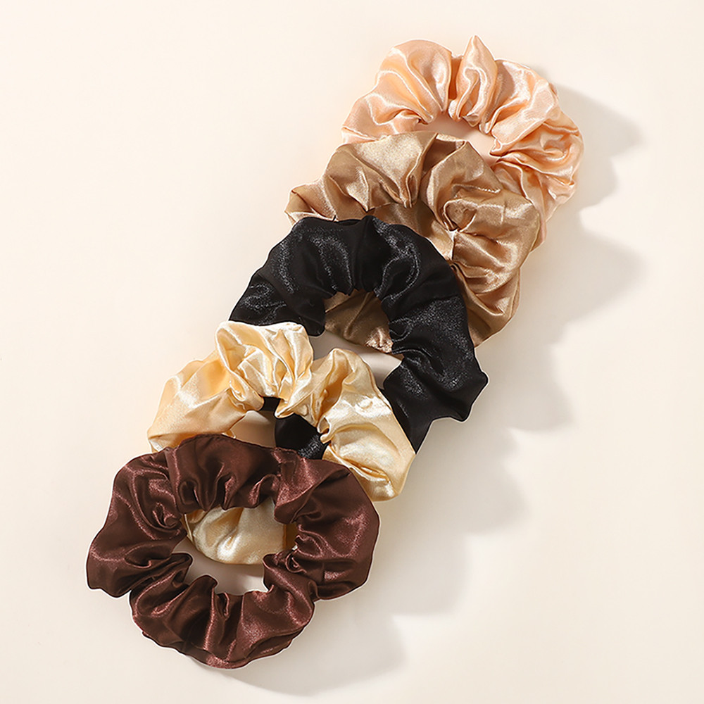2/3/5PCS ไหมยืดหยุ่น Scrunchie สําหรับผู้หญิง Basic Ponytail Holder Hairband หัวเชือกหลายสีชุด