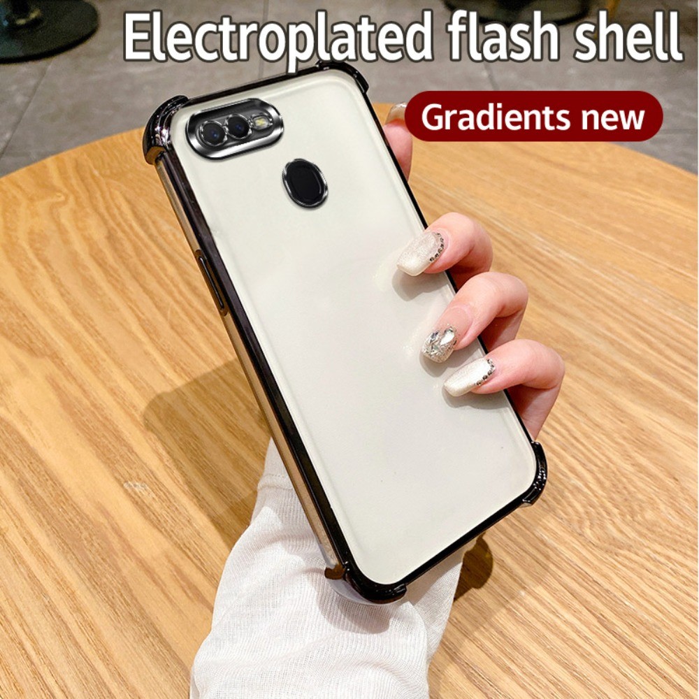 เคสชุบหรูหราสําหรับ OPPO A7 AX7 A5S AX5S A12 กันกระแทกฝาครอบป้องกันกล้อง