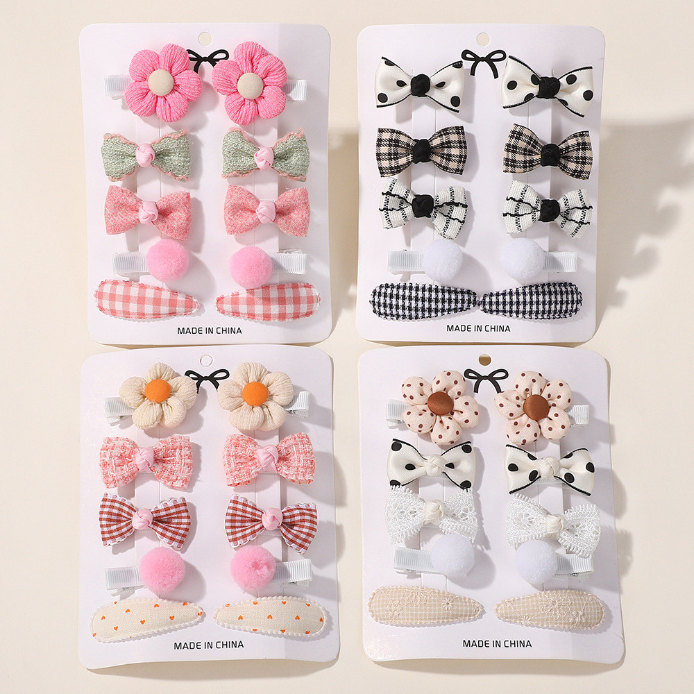 ชุดกิ๊บติดผม 10 ชิ้น สำหรับเด็กในฤดูใบไม้ผลิ มีลวดลายดอกไม้และโบว์