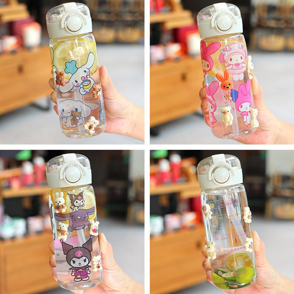 ถ้วยน้ํา 400 มล. สําหรับผู้หญิงน่ารักความจุขนาดใหญ่ฤดูร้อนนักเรียนเรียบง่ายกลางแจ้งแบบพกพาพลาสติก K6