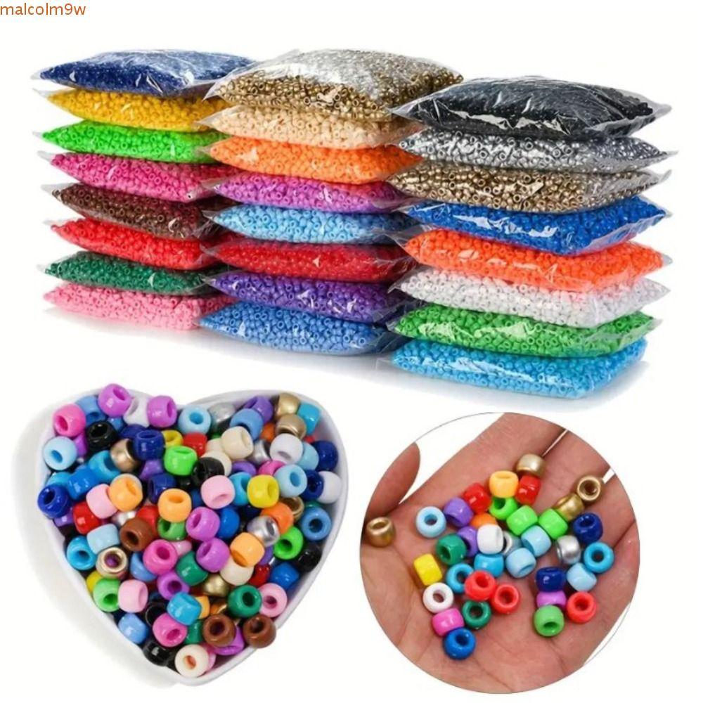 ชุด pony beads สีสันสดใส 100 เม็ด/ชุด, อุปกรณ์ประดับ dreadlocks และ rainbow rings สำหรับทำสร้อยข้อมือและสร้อยคอมากี้