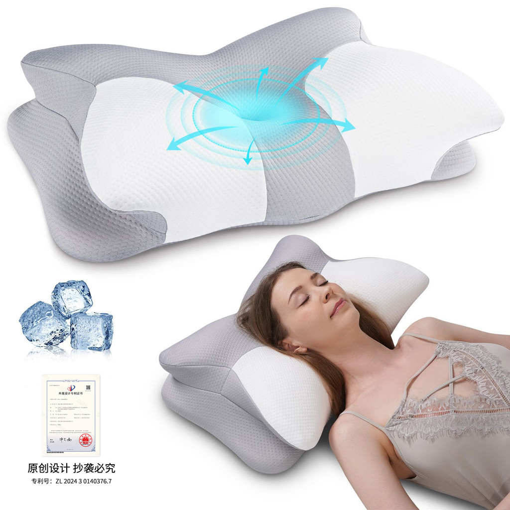 หมอนหน่วยความจํา Fishtail หมอนป้องกันกระดูกสันหลังส่วนคอหนา Non-Collapse Abnormal Shape Slow Rebound