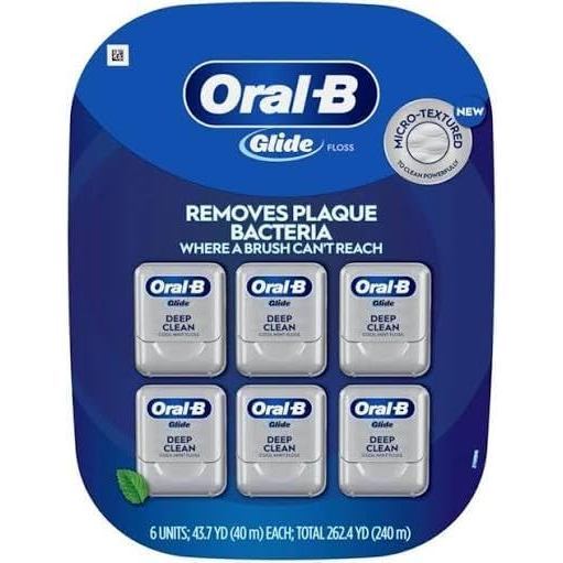 Oral-B Glide Cool Mint Deep Clean Floss, 6 นับ, ไหมขัดฟัน Glide