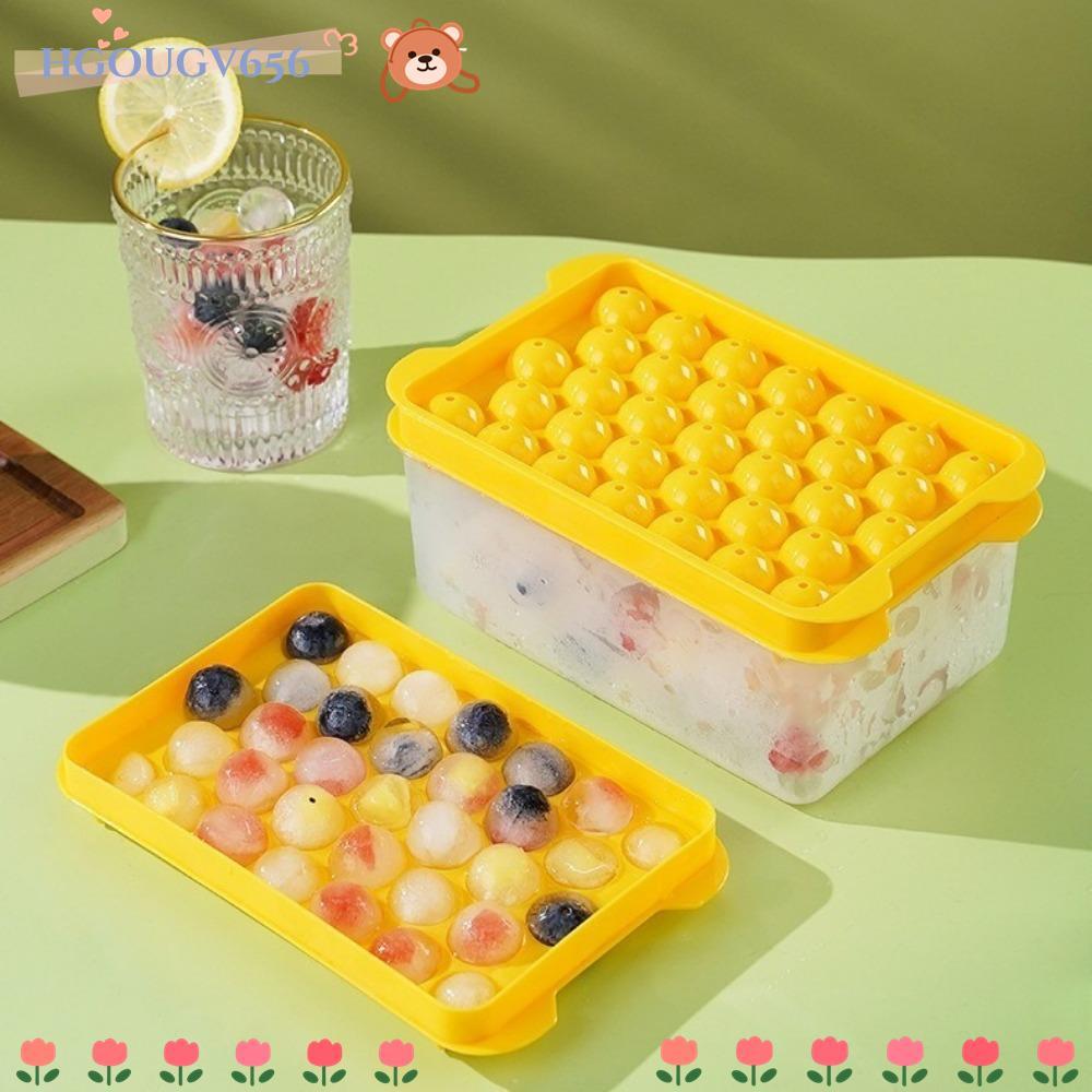 HGOUGVT Ice Grid Mold, Round Silicone Ice Cube Tray, Creative with Scoop Storage Box drink Sphere Mo