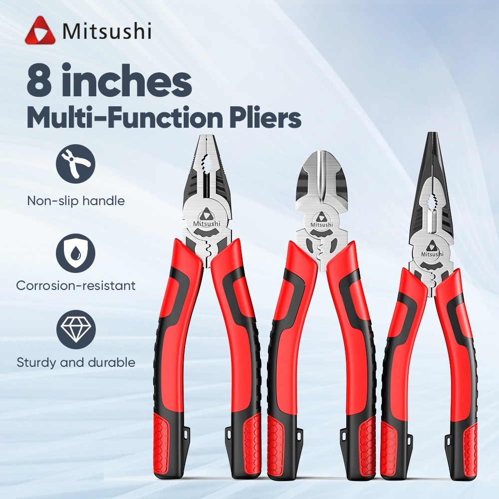 Mitsushi คีมตัดลวด คีมปากแหลม คีมปากเฉียง 8 นิ้ว (20 ซม.) สำหรับงานช่าง / ฮาร์ดแวร์